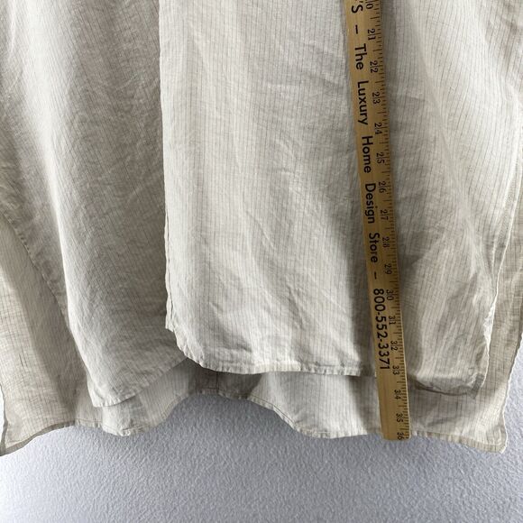 EILEEN FISHER Tunic Top S Linen Striped V-neck Kaftan Cover Up Beige - Picture 4 of 10